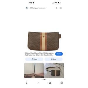 Michael Kors MK Monogram Brown Waist Bag Belt Bag Gold Hardware